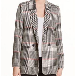 Anine Bing Black and Red Houndstooth Glen Plaid Blazer
